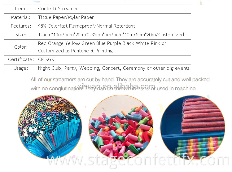 Flameproof streamers confetti tissue streamers for wedding,birthday party confetti magic streamers